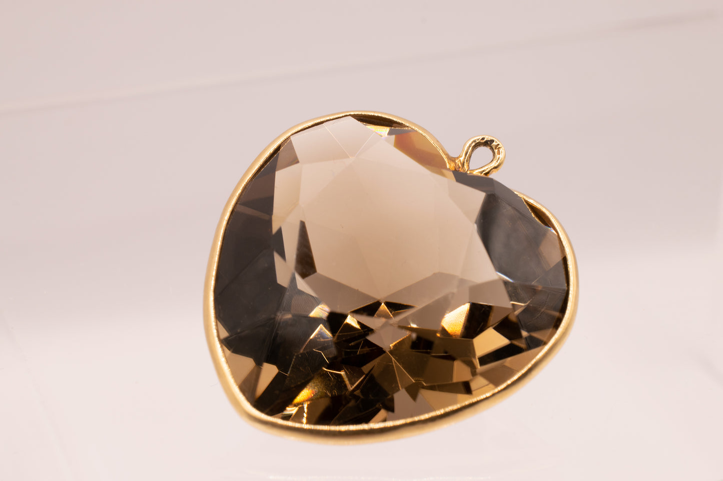 Vintage 14k Smoky Quartz Heart Charm