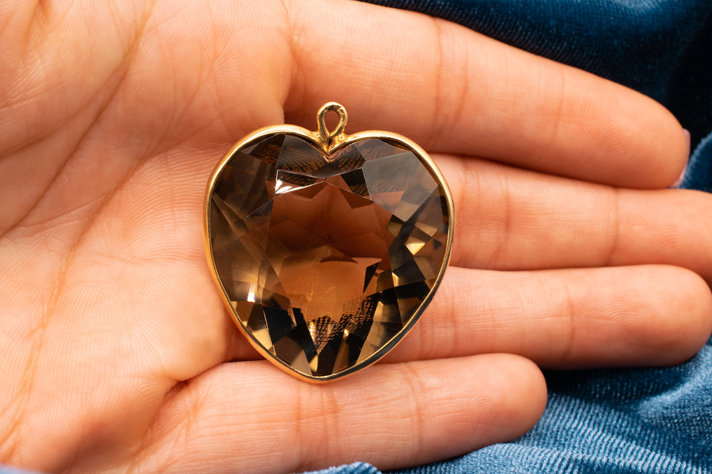 Vintage 14k Smoky Quartz Heart Charm