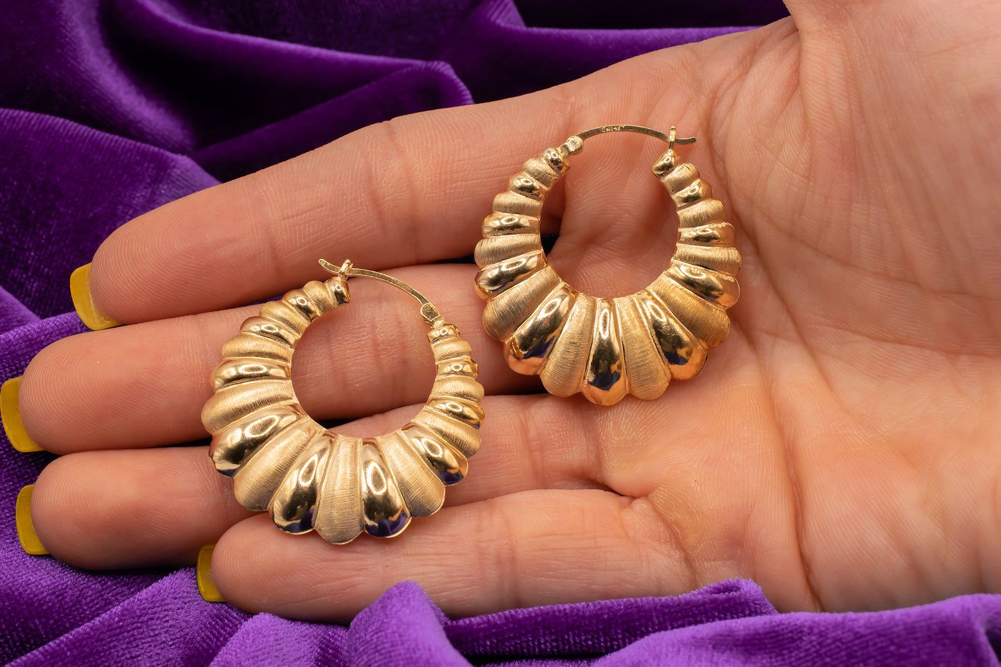 Vintage 14k Croissant Hoops