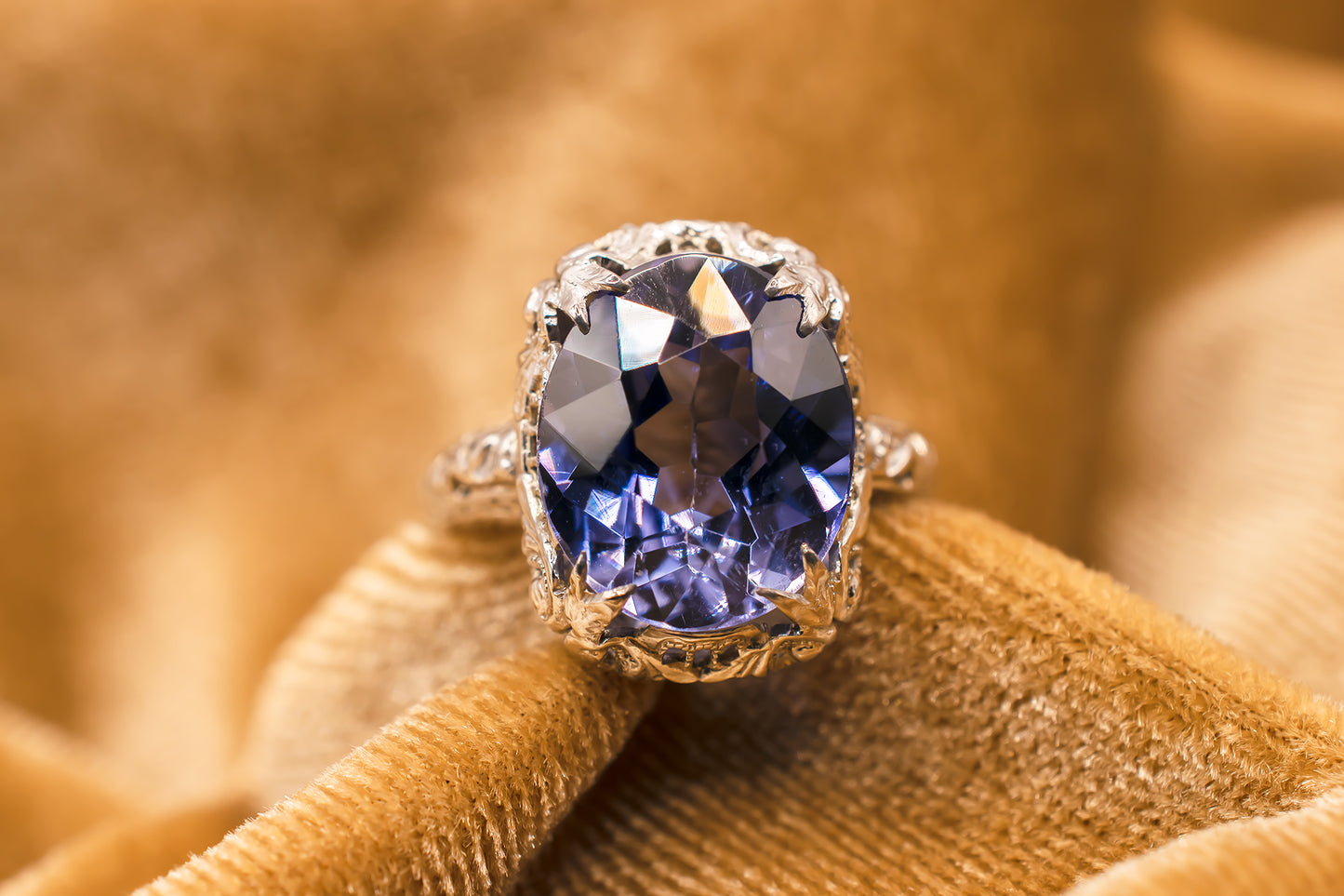 Vintage 14k Lab Grawn Sapphire Cocktail Ring