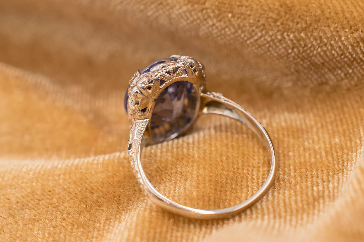 Vintage 14k Lab Grawn Sapphire Cocktail Ring