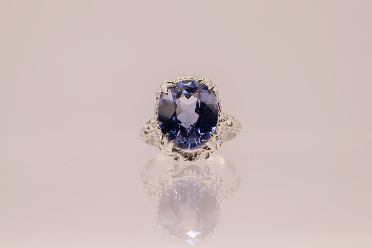 Vintage 14k Lab Grawn Sapphire Cocktail Ring