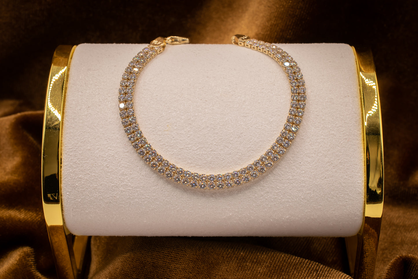 Vintage 10k Double Row CZ Tennis Bracelet