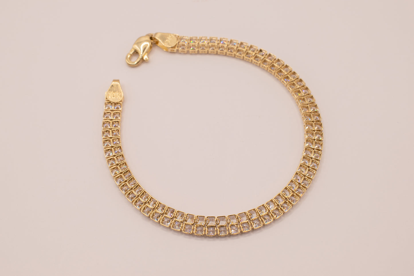 Vintage 10k Double Row CZ Tennis Bracelet