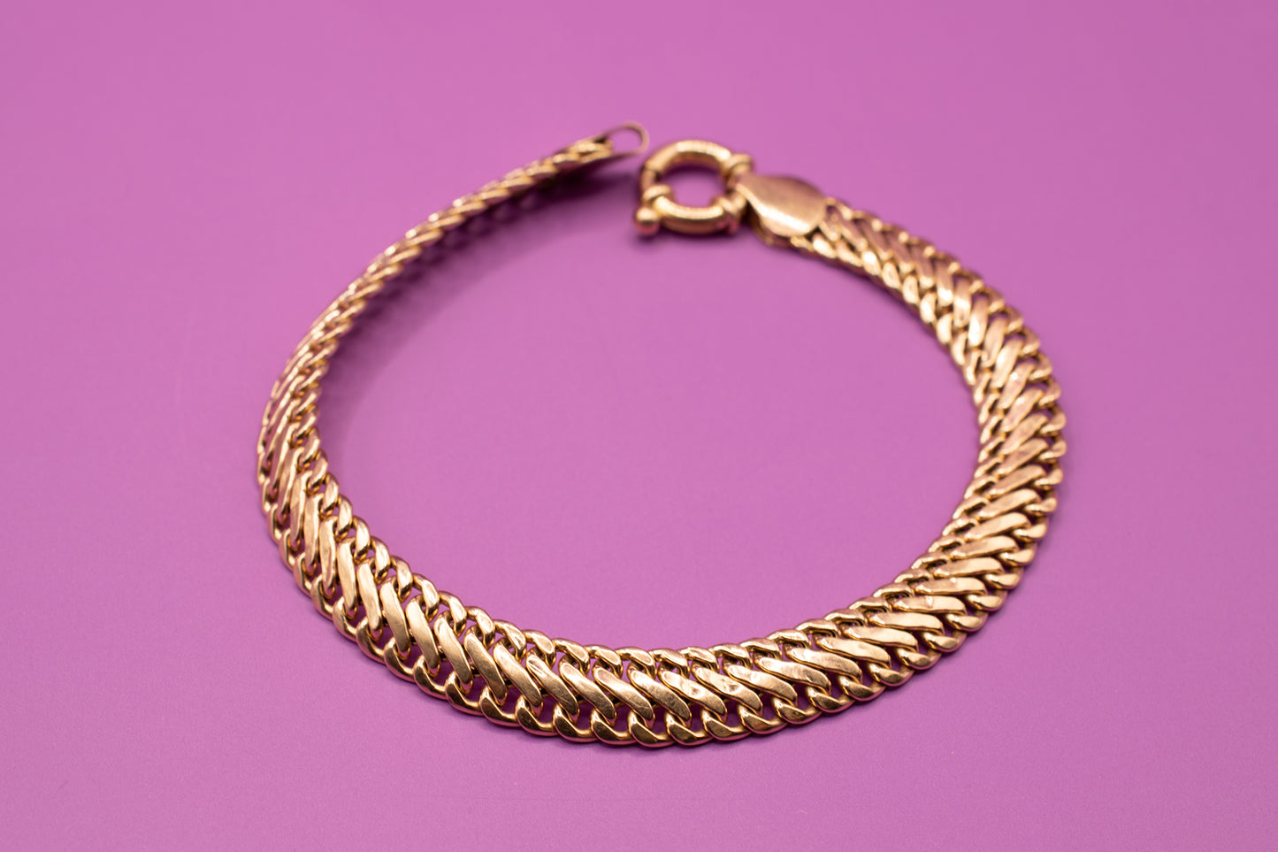 Vintage 14k Fancy Flat Link Bracelet