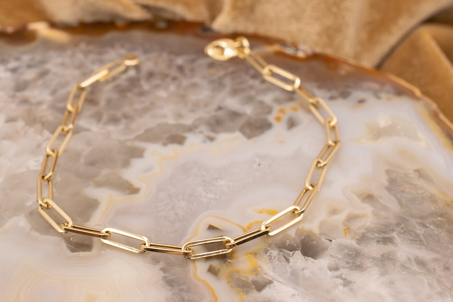 14k Yellow Gold Paperclip Link Bracelet