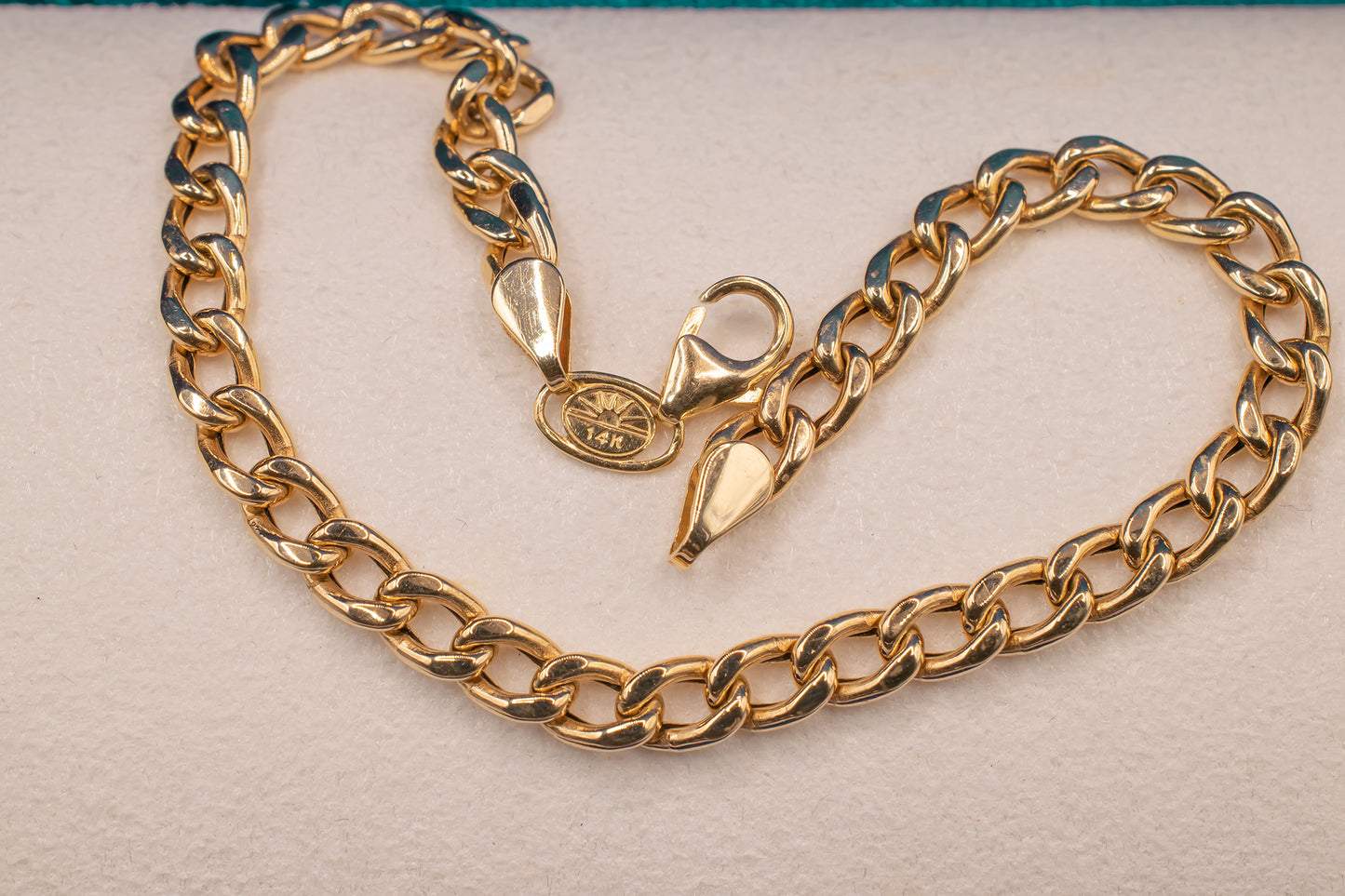 Vintage 14k Yellow Gold Curb Chain Curb Link Bracelet 7 Inches