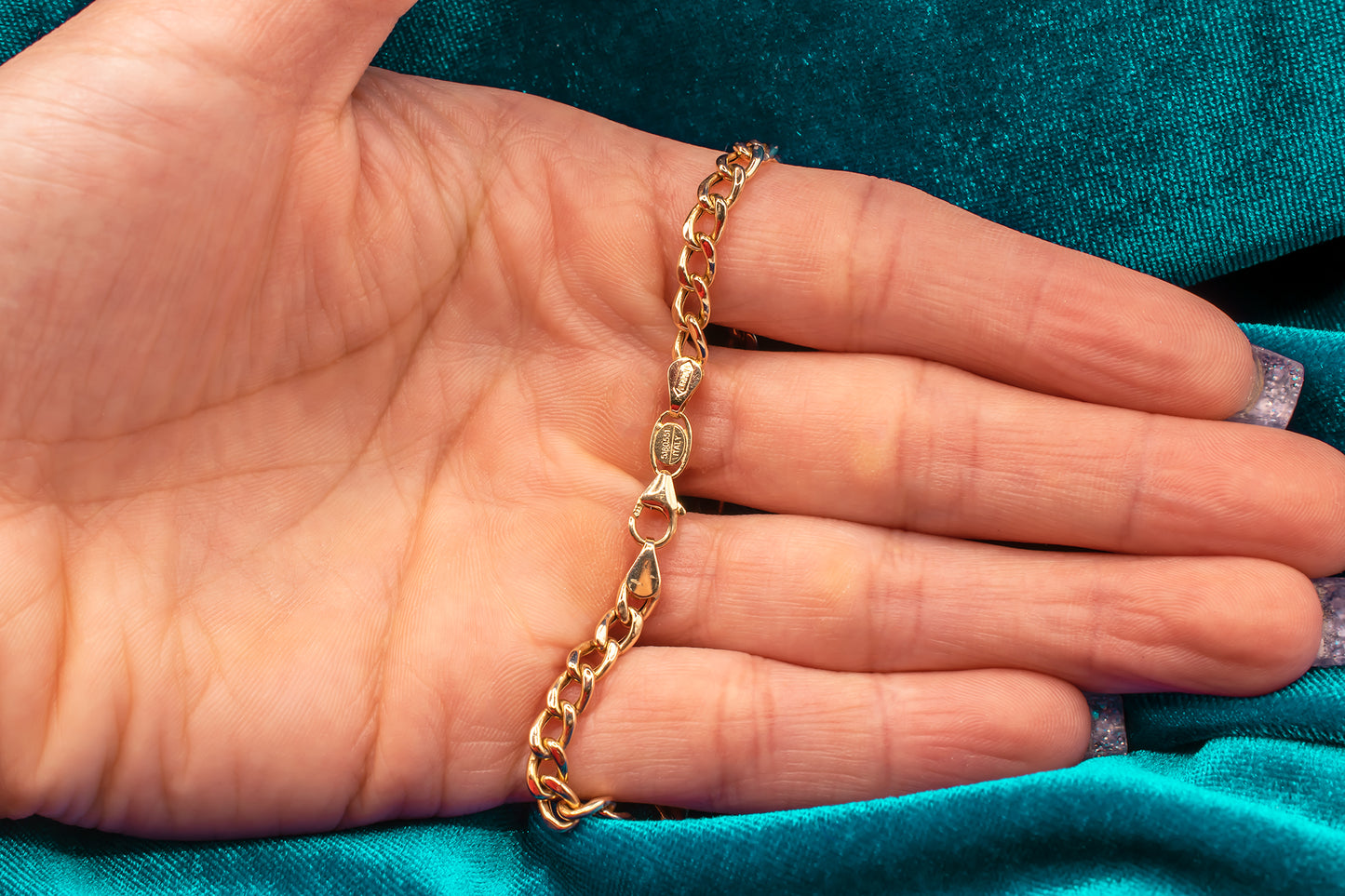 Vintage 14k Yellow Gold Curb Chain Curb Link Bracelet 7 Inches