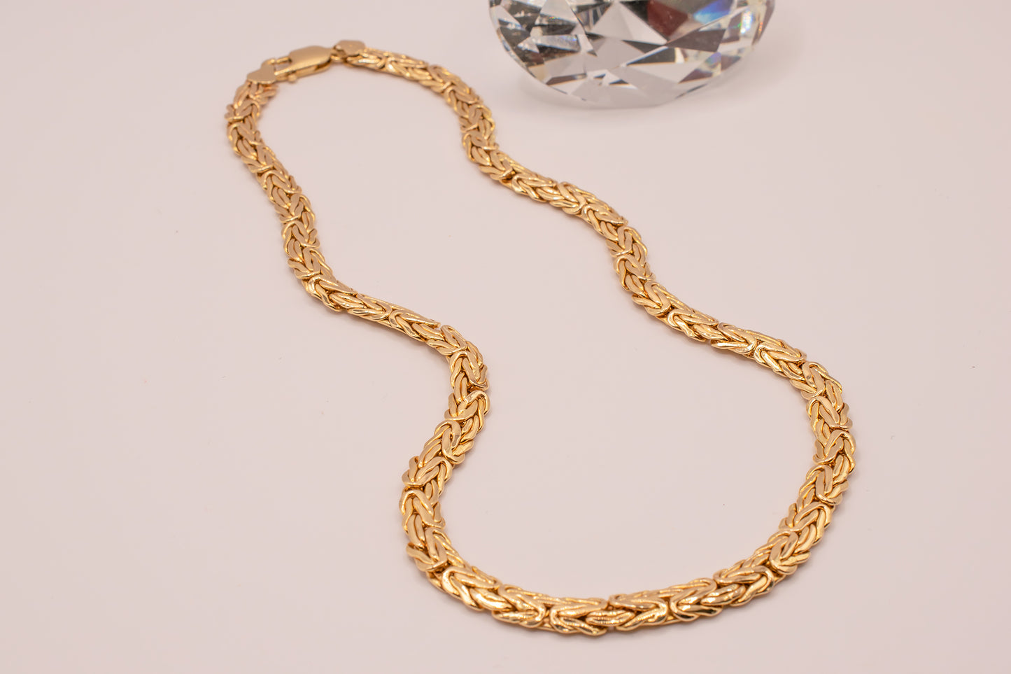 Vintage 14k Yellow Gold Italian Byzantine Style Chain Necklace 16 Inches 6mm.